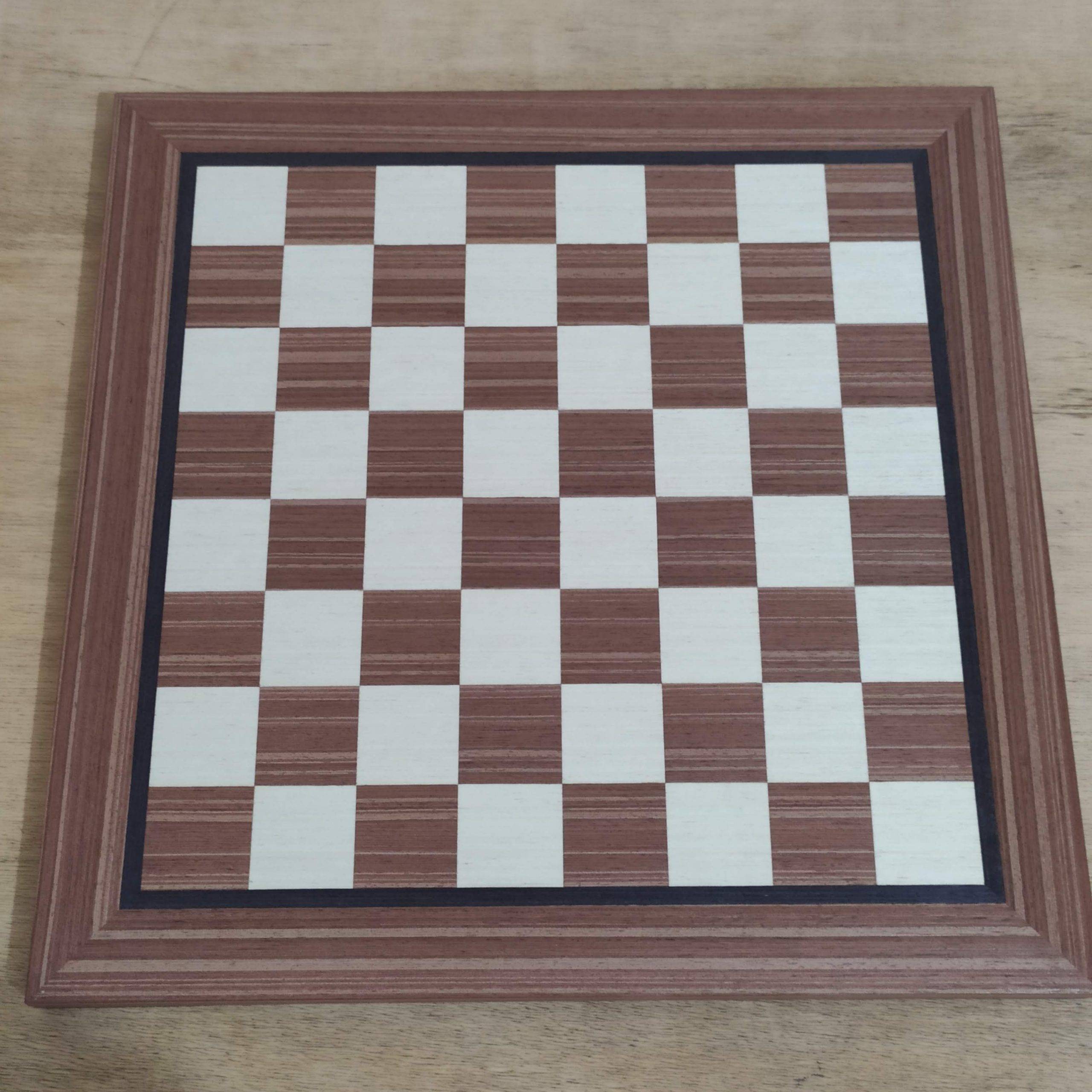 Tabuleiro de Xadrez em madeira 30x30 Linheiro e Marfim